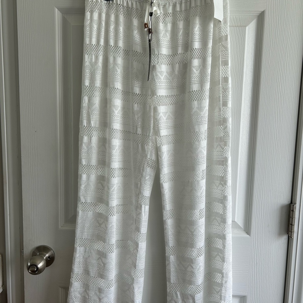 White Lace Wide-Leg Pants